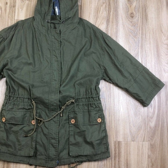 WILLOW and CLAY Women's Size M Green Utility Lightweight Full Zip Hooded Jacket - Picture 3 of 10